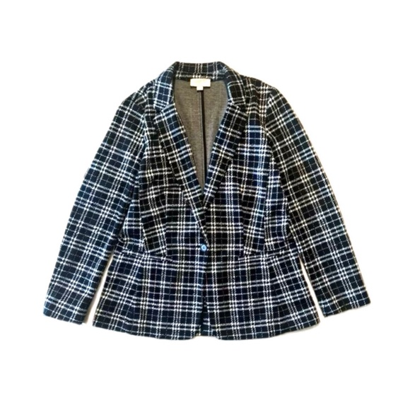 Loft Outlet Black and White Plaid Blazer Jacket - Picture 1 of 1